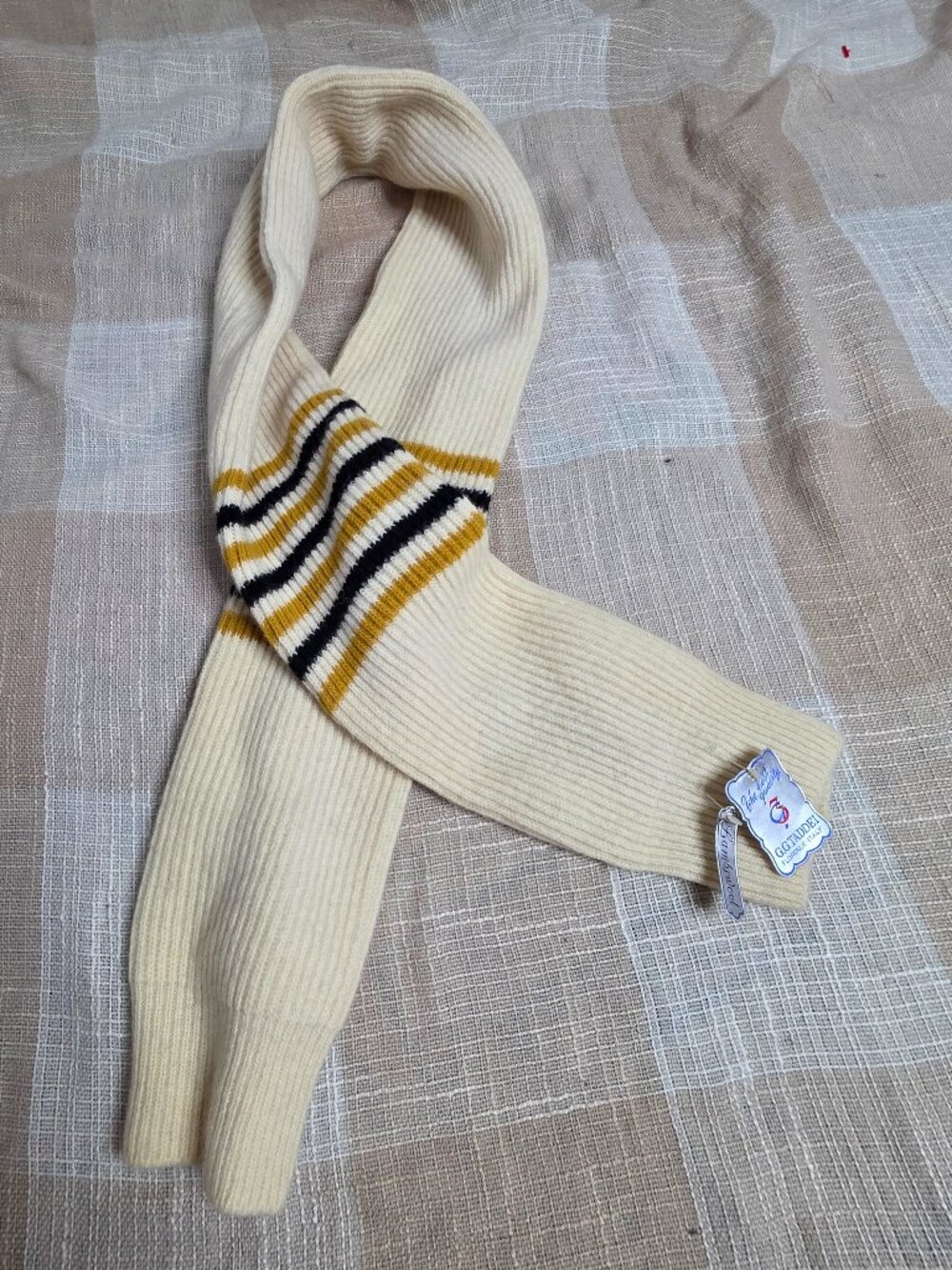 True Vintage Deadstock Twee Academia Preppy Lambswool Italian Striped Knit Scarf